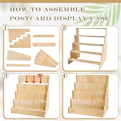 Vista 17 de Barydat Soporte de exhibición de tarjetas de madera, organizador estacionario, soporte de calcomanías para vendedores de manualidades, organizador