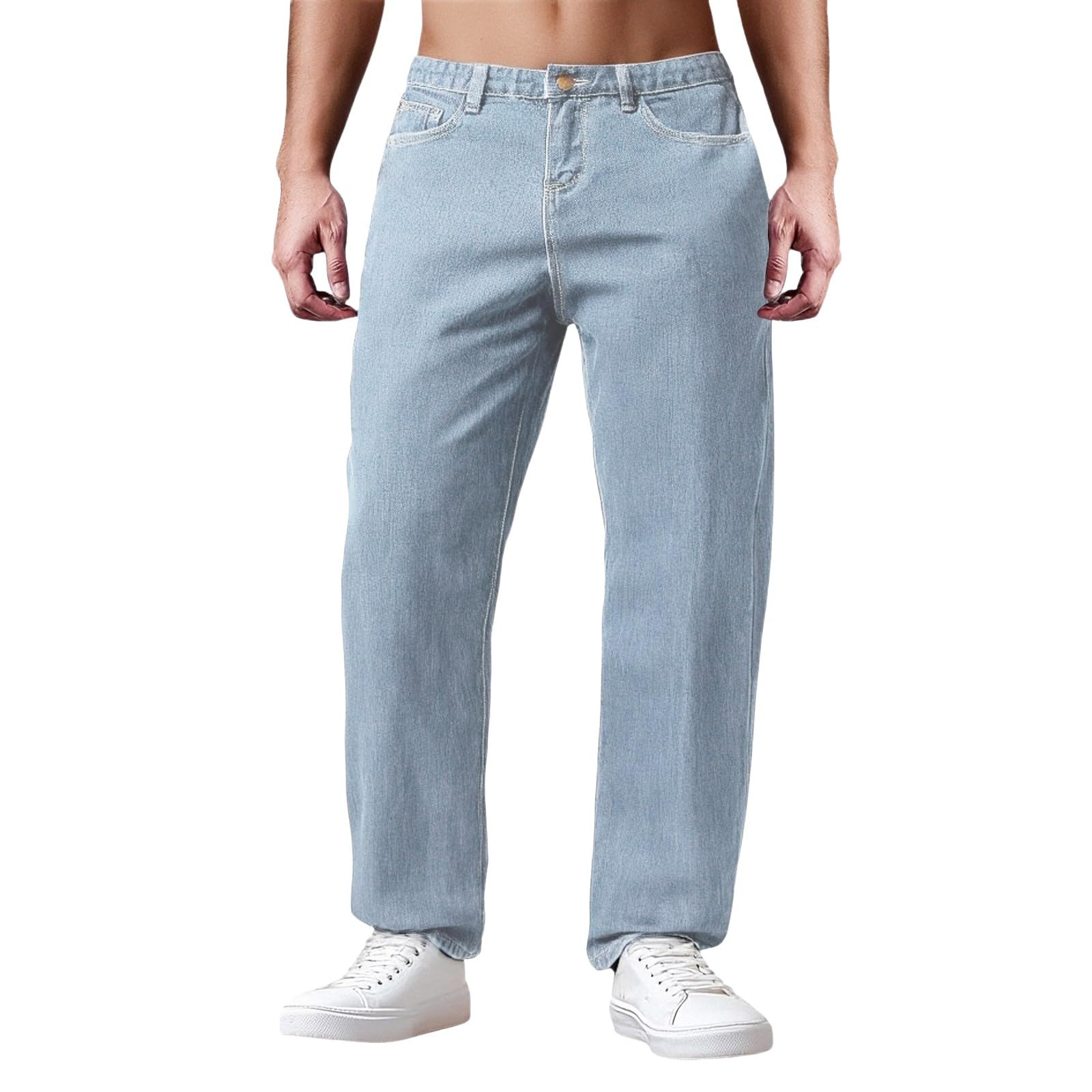 Mens Wide Leg Baggy Jeans Y2k Casual Fashion Loose Denim Pants Wide Leg Streetwear Jeans Loose Fit Y2K