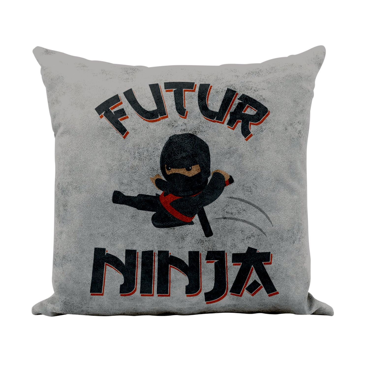Coussin similicuir gris de qualité supérieure toucher cuir thème ninja 40x40