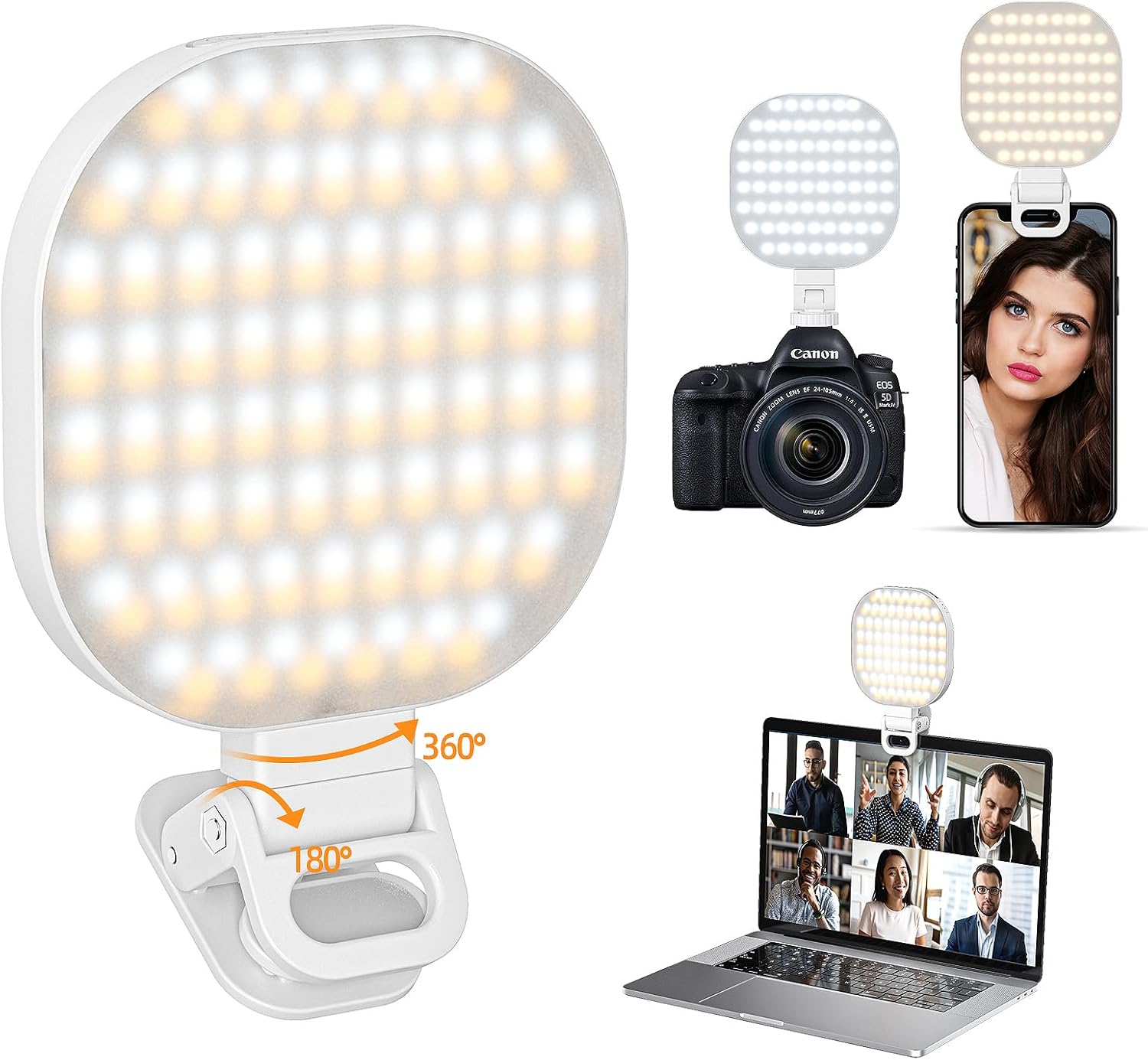 SONEE Selfie Light for iPhone, 142 LED Phone Light for Video Recording, Portable with 2 Clips, 3 Modes for Camera, iPhone, Laptop, Makeup, TikTok, Vlog