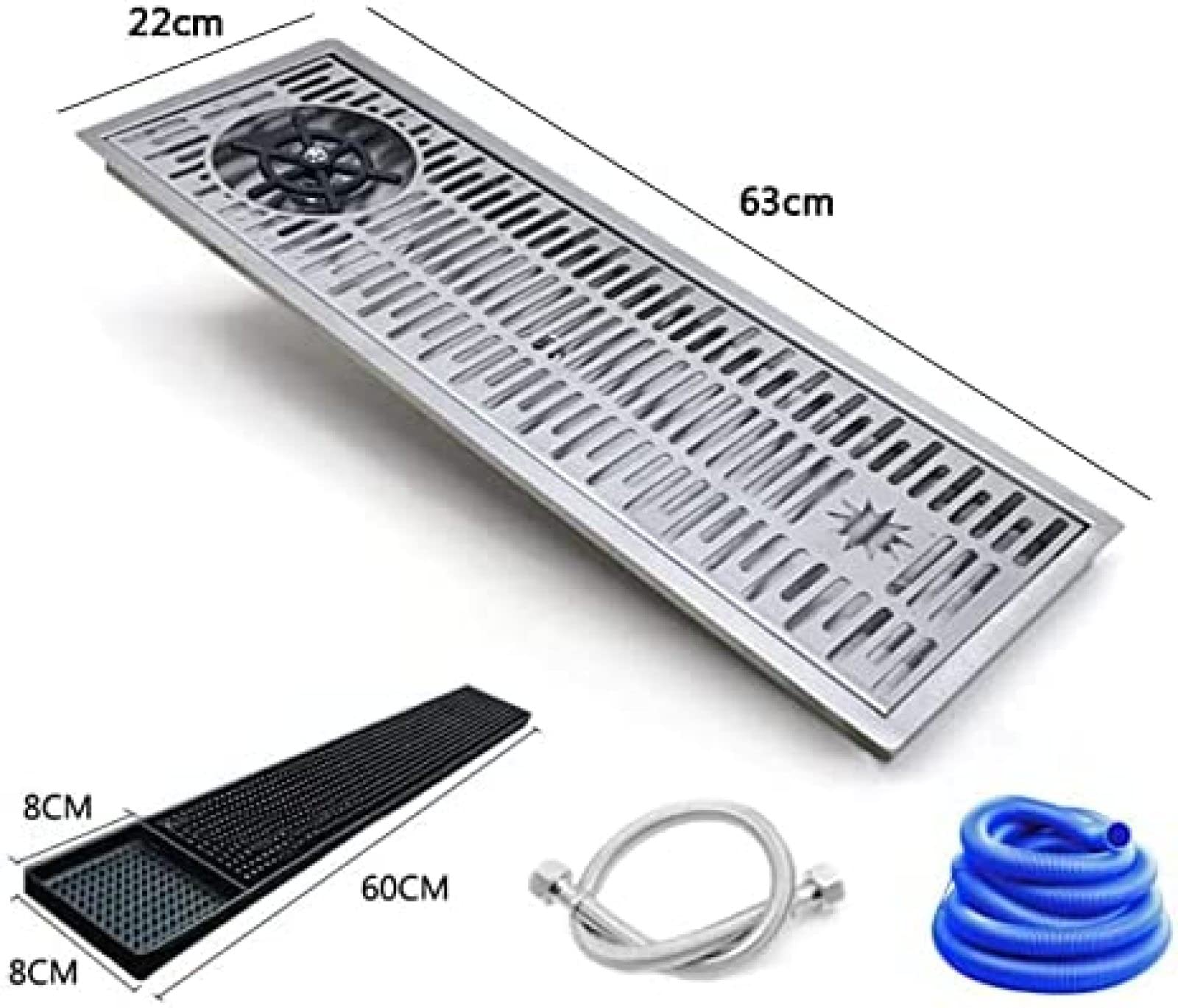 Genérico Lavavasos De Acero Inoxidable 304 con Limpieza Automática por | Con Escurridor, 42x22 Cm, Apto Para Cocinas De Bar (63*22 cm)