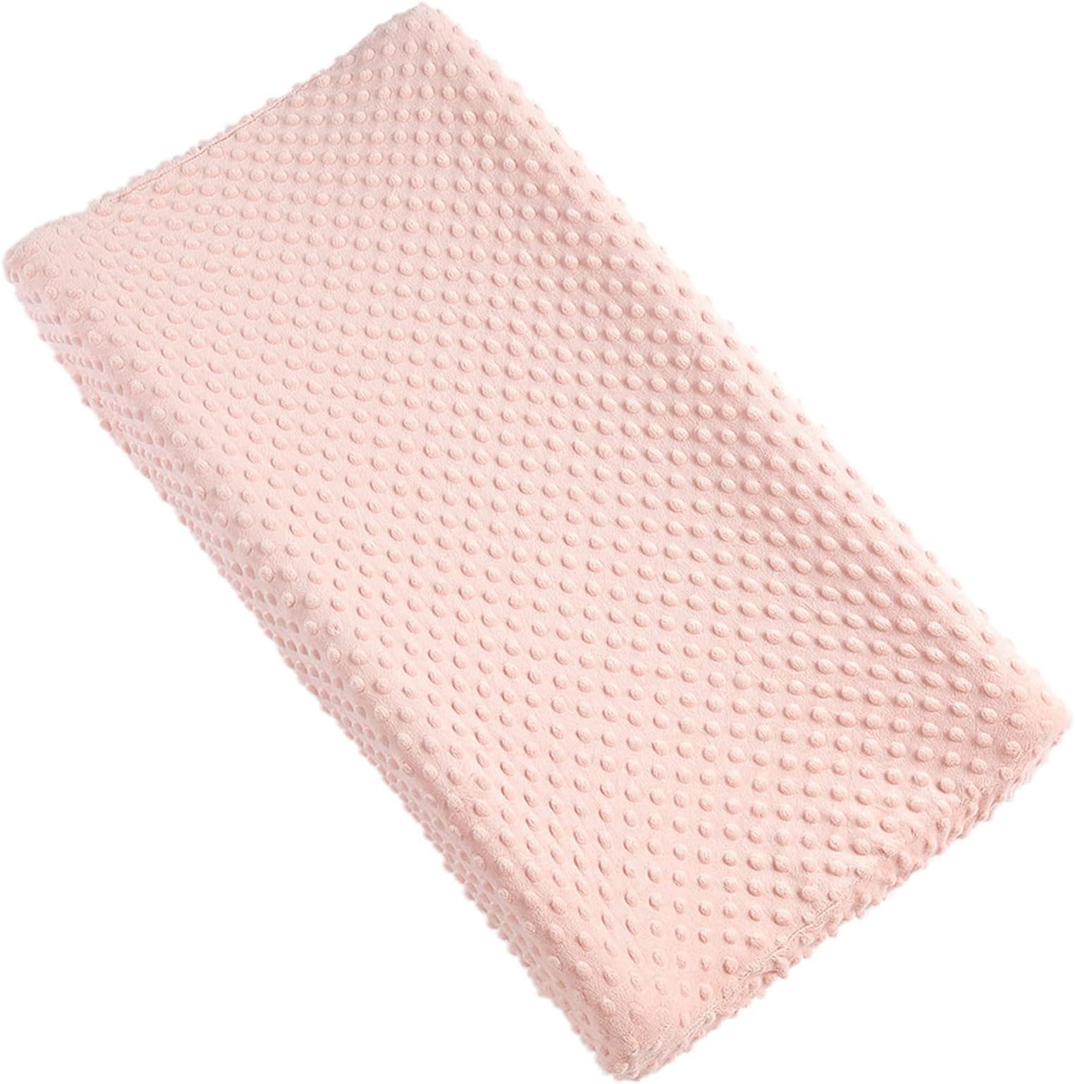 Solid Changing Table Pad Cover Cradle Sheet, Fits 32"/34''x16 Contoured Diaper Changing Pad, Ultra Soft Cozy Dots Plush Changing Table Covers, Breathable Wipeable Removable (Light Pink)