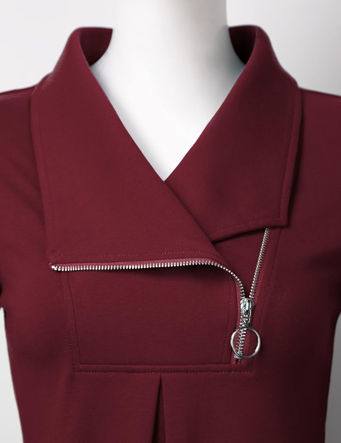 VALOLIA Women's Casual Swing Sweatshirt Long Sleeve Zipper Lapel Fashion Pullover Tunic - Image 2