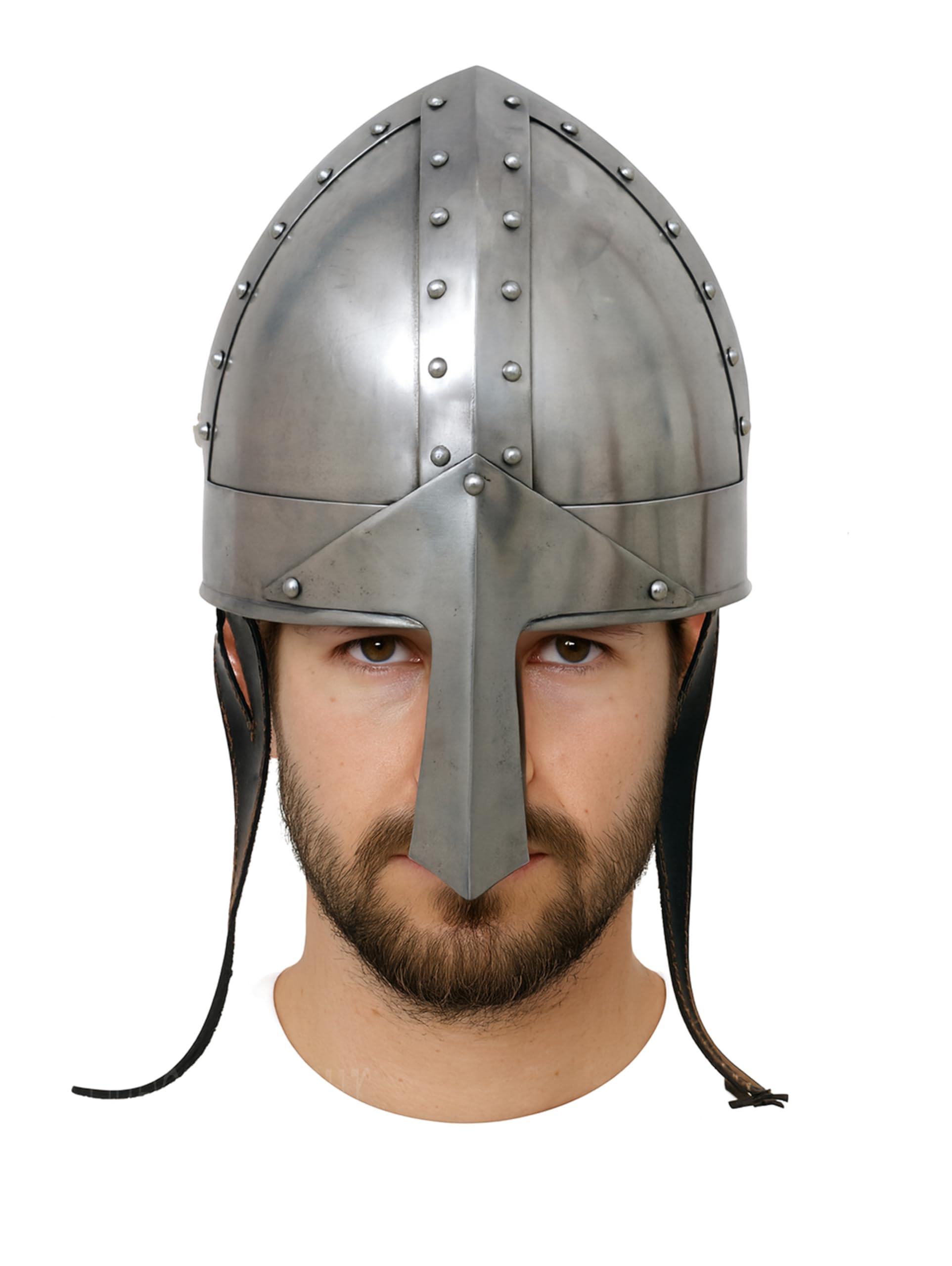 Medieval Nasal Norman Costume LARP Silver Knight Spartan Helmet