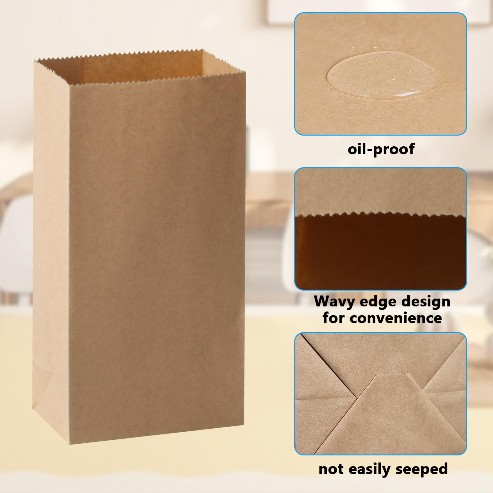 25 PCS X Small Brown Paper Bags Kraft Bags With Flat Handles Sandwich Lunch Bags Food Grocery Bags Packaging Bags Sweet Candy Bags Shopping Bags Eco Friendly Takeaway Bags 1778 X 889 X 2159 Cm - View #8