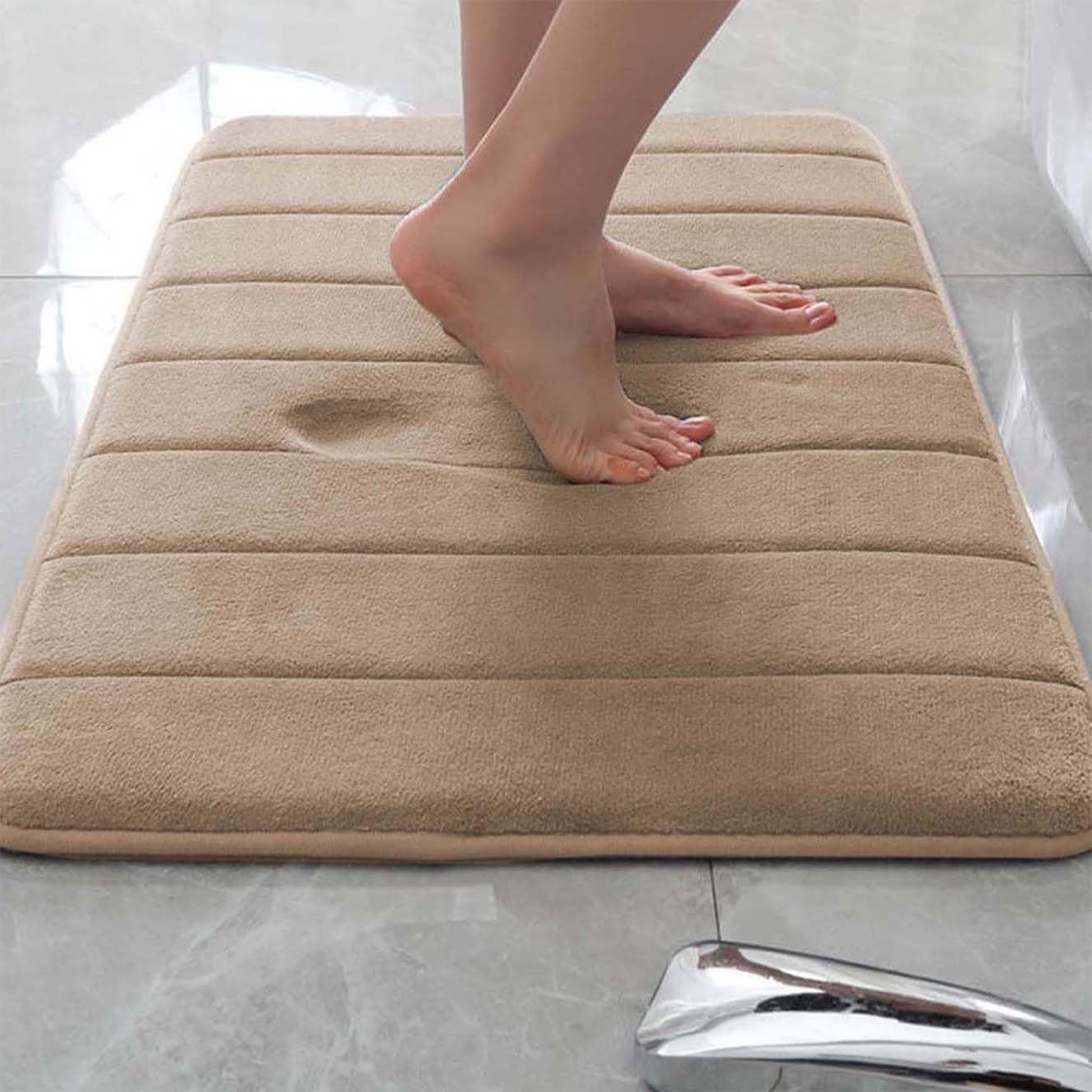 Rr tianshi Non-Slip Bath Mat Soft Bathroom Floor Mat,Extra Soft Bathroom Mat Absorbent Quick-drying Bath Mats Memory Foam Floor Mat Doormat (70x120cm,Beige)