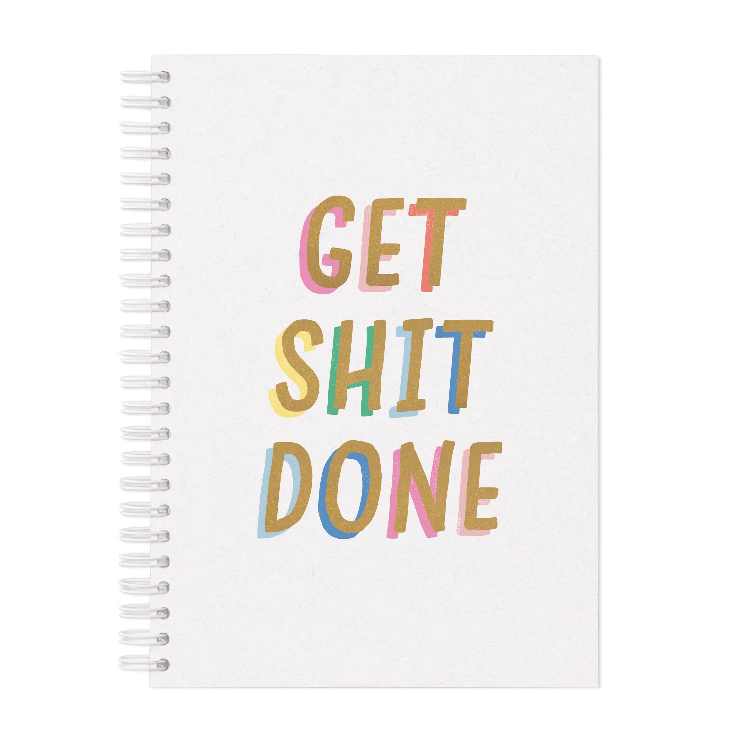 Manta Makes Get Shit Done spiralbound notebook journal | to do list fathers day gift | funny notebook joke present | dad admin a5 to do notebook (Plain)