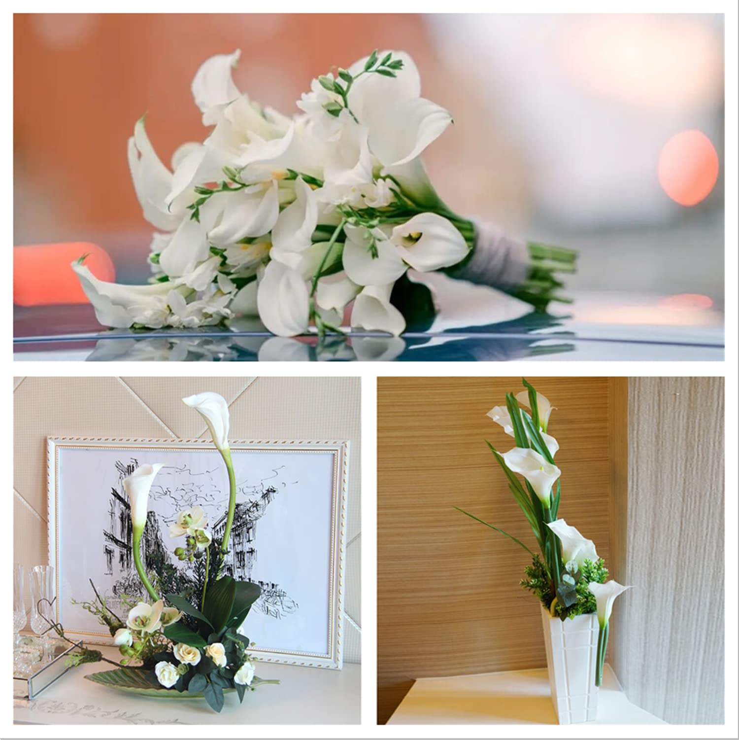 1 st Real Touch 3 Heads Kunstbloem Lelie Bloem voor Bruiloft Decoratie Thuis Tafel Accessoire Party Decoratie-Oranje