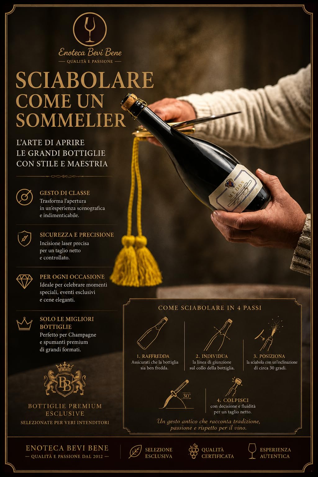 Sabre de sommelier pour champagne et mousseux avec boîtier en bois et gravure laser personnalisée, sabre pour bouteilles de vin, idée cadeau pour sommeliers et amateurs de vin