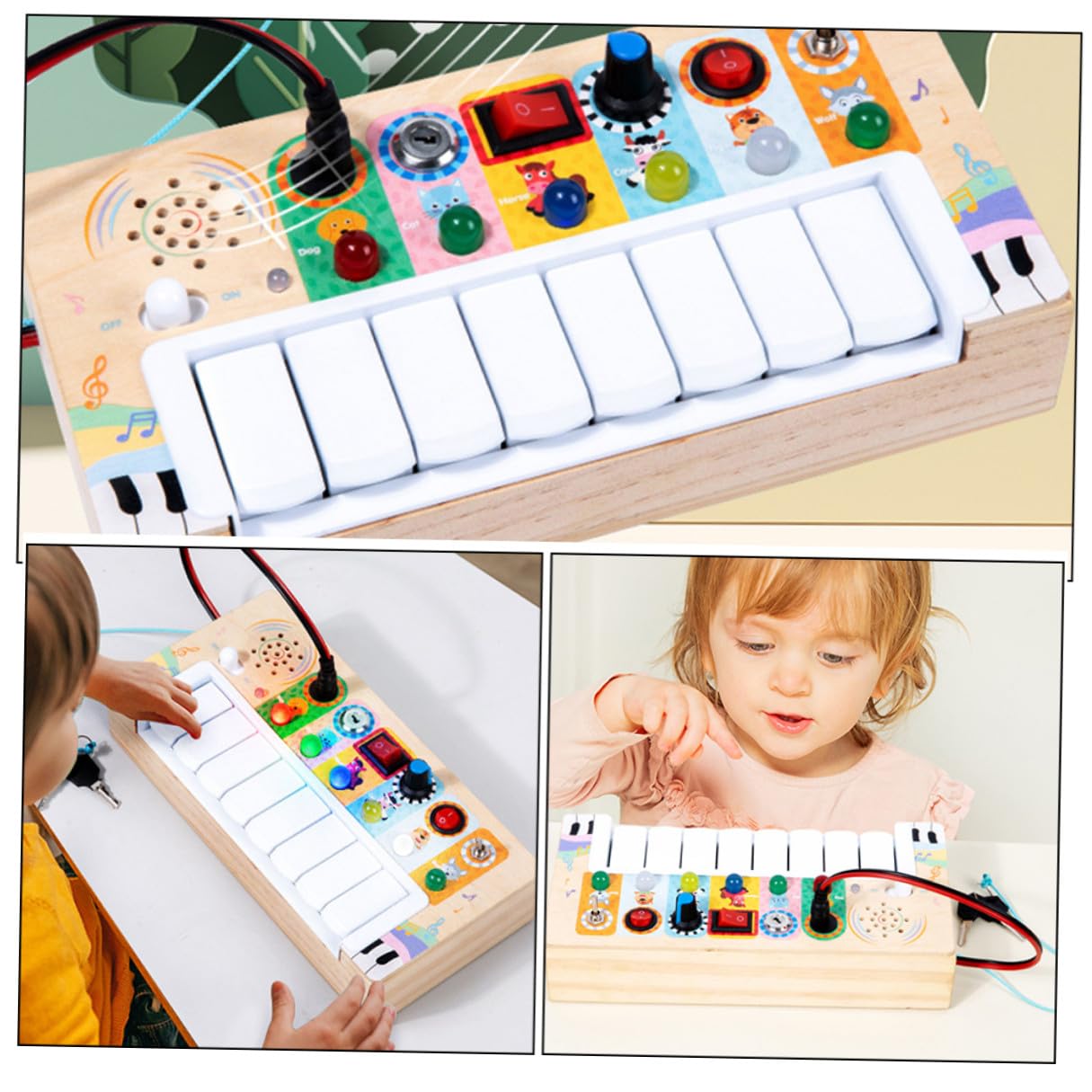 Juguete Musical Electrónico de Madera para Niños Luces Led, Accesorio Portátil y Resistente al Desgaste Adecuado para Aprendizaje Musical y Entrenamiento Auditivo