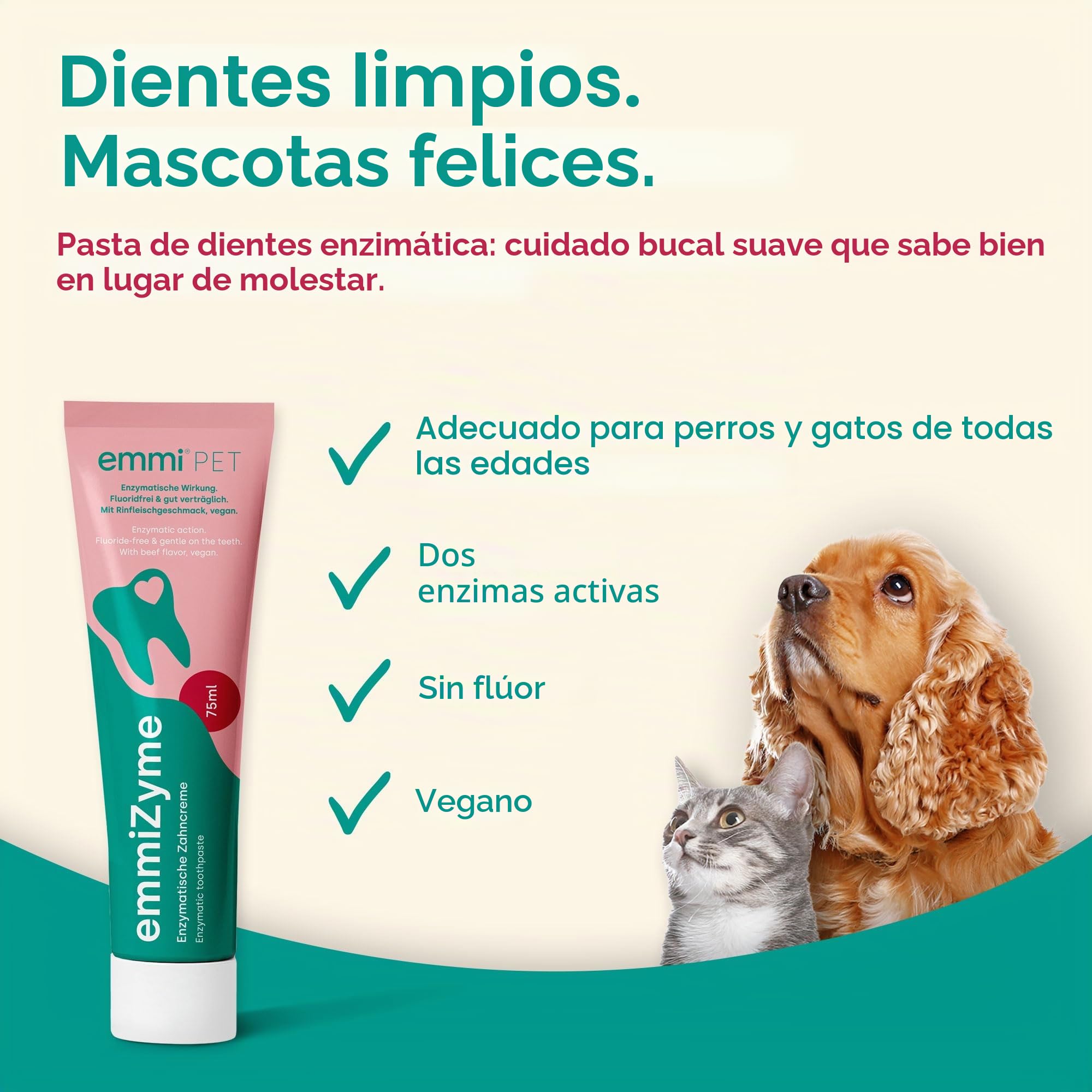 emmi-pet 1x emmi Orozyme Gel para el cuidado dental de perros y gatos con función de autolimpieza