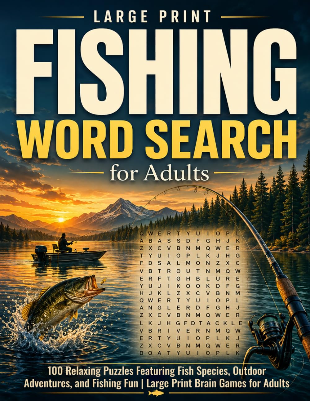 Fishing Word Search for Adults: 100 Relaxing Puzzles Featuring Fish Species, Outdoor Adventures, and Fishing Fun | Large Print Brain Games for Adults