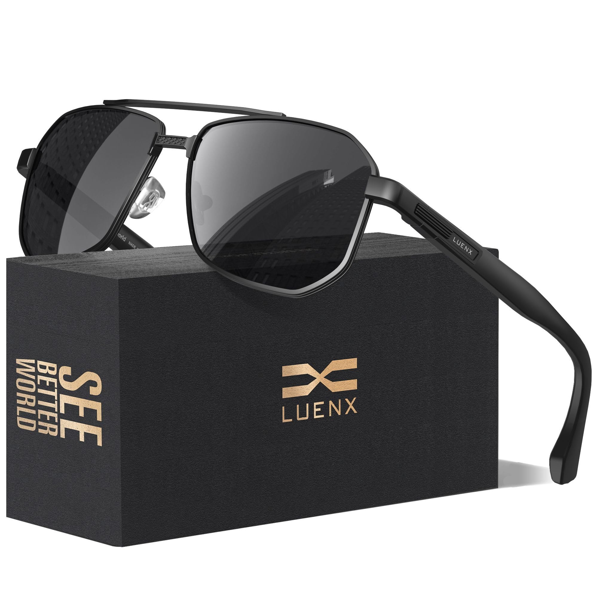 Men's Aviator Sunglasses Polarized Square Polygon Retro Shades UV 400 Protection