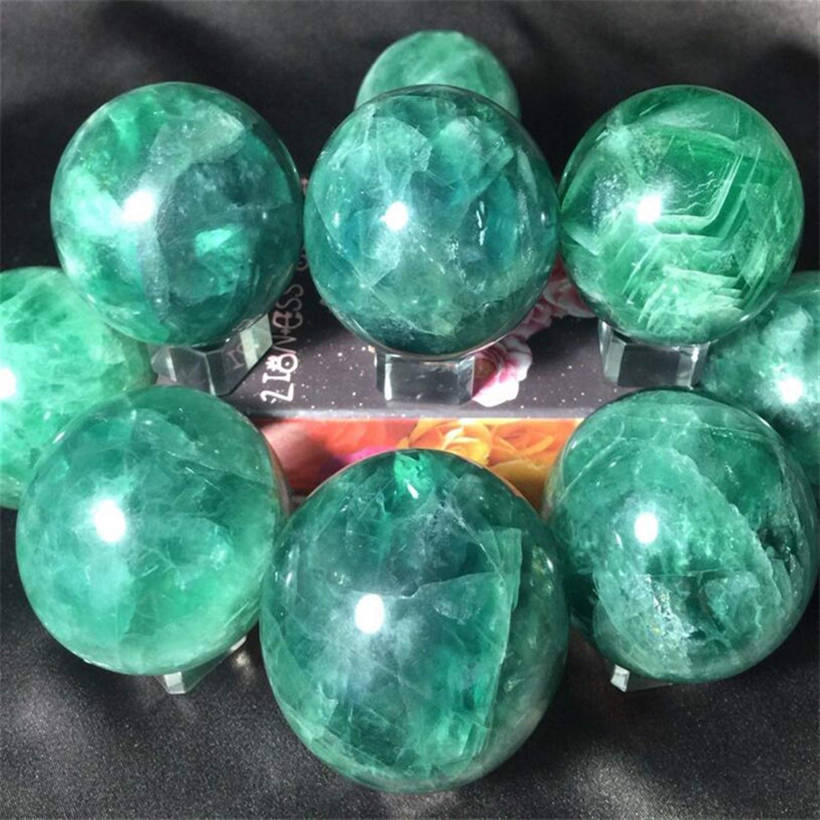 Sfera di Fluorite Arcobaleno!Sfera di Cristallo Verde Brillante!1 con Grande Colore!Pietra Crystal Specimen