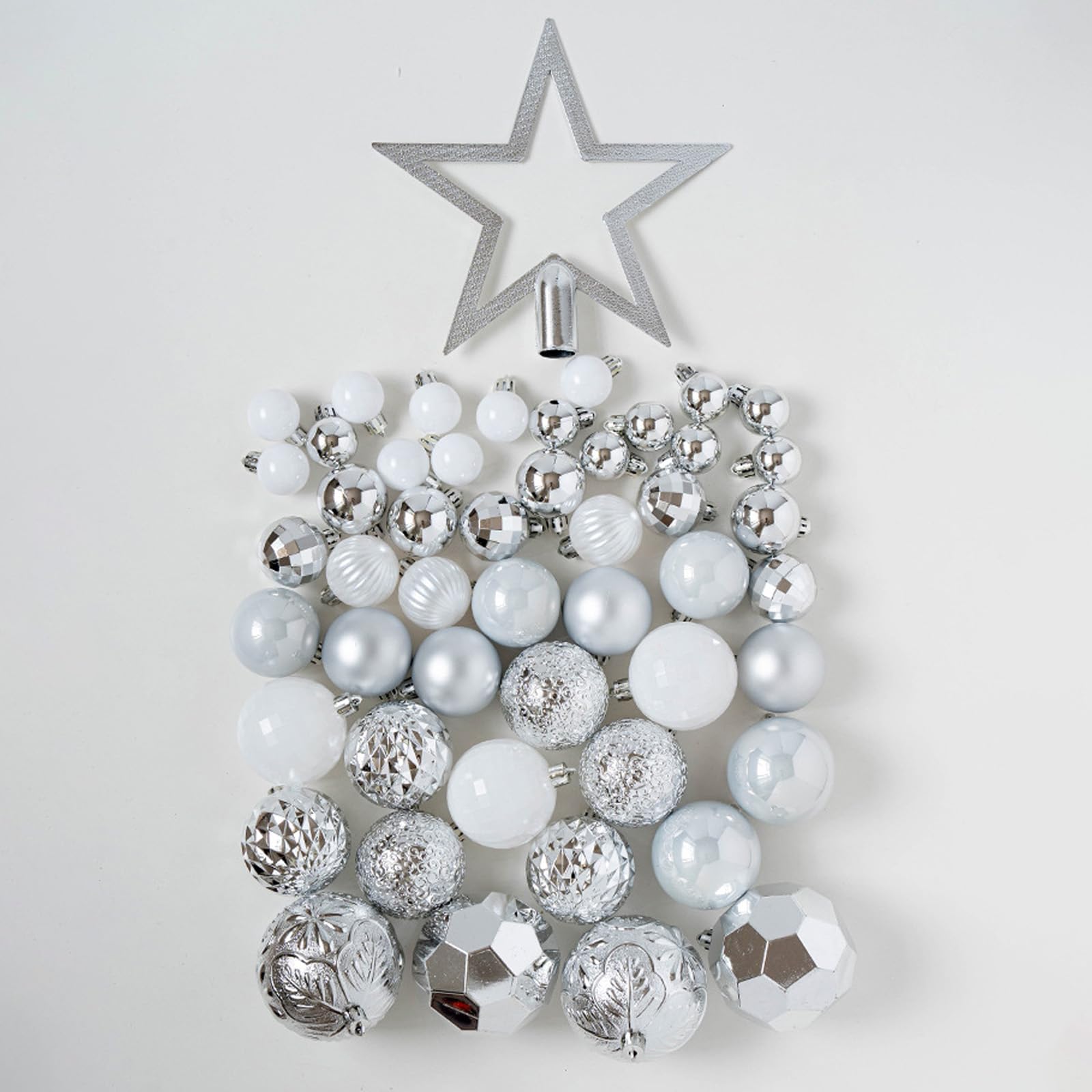 Set di 50 ornamenti natalizi infrangibili con puntali per albero di Natale a forma di stella, per interni ed esterni, decorazioni per le festività