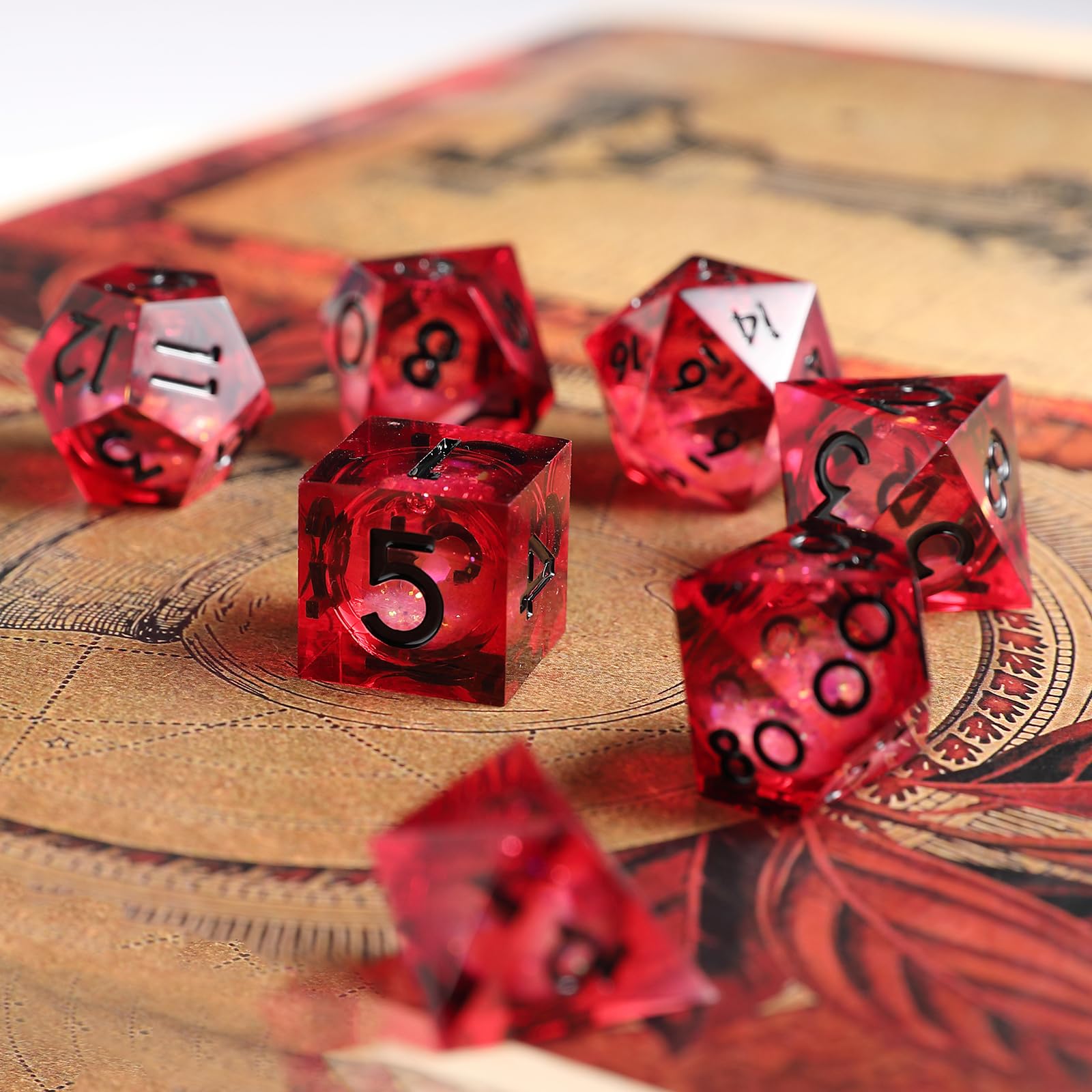 DND Dice Set 7pcs D4 D6 D8 D10 D12 D20 D% Polyhedral Handmade Resin D&D Dice for Dungeons and Dragons Pathfinder Roll Playing Table Games RPG MTG Games with Gift Box - Image 4