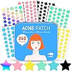 LitBear Acne Patch Pimple Patch, 6 Colors 240 Dots Star Pimple Patches with Tea Tree Oil & Centella Oil, Hydrocolloid Acne Pimple Patches for Face Cute Zit Patches Pimple Stickers Acne Dots