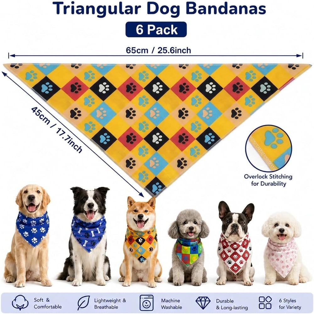 Dog Bandanas, 6 Pack, Medium & Large Breeds image 3
