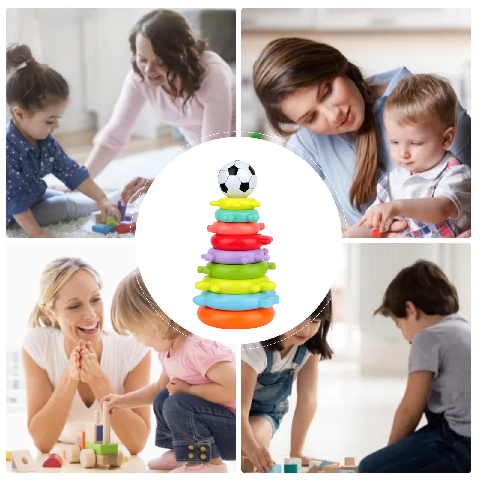 Générique Jouet d'Anneaux à Empiler pour, Jeu Sensoriel Arc-en-avec Pièces Colorées, Jeu Éducatif pour Maternelles Crèches Écoles et Voyages