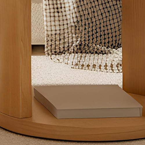 Miniatura 9 de Juego de 2 mesas auxiliares redondas, mesas auxiliares anidables con almacenamiento, juego de mesa de sala de estar, mesa central de madera moderna