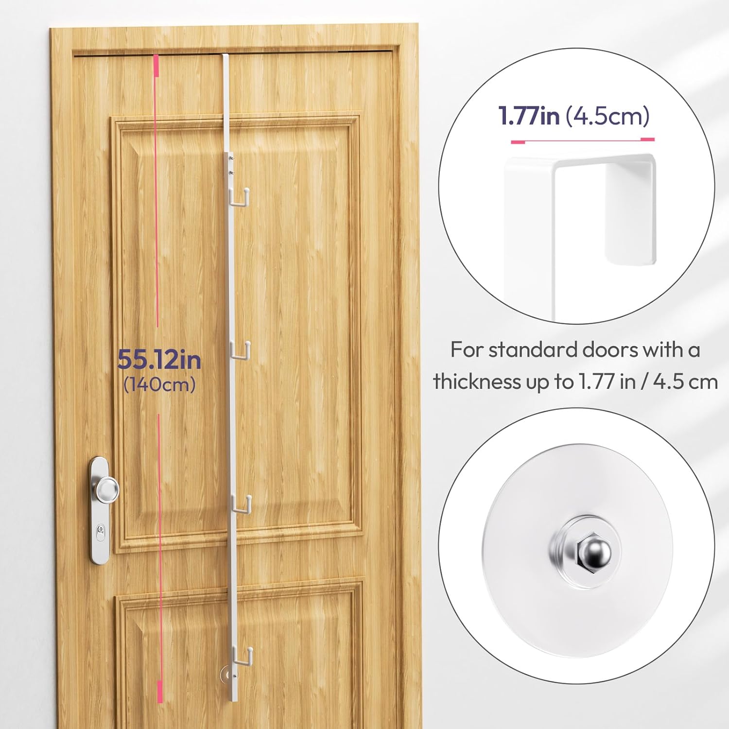 HapiRm Over Door Hat Rack - 2 Packs Hat Organizer with 8 Hooks Design, Hanging Baseball Cap Organizer Storage Holds Up to 40 Caps for Door, Bedroom, Closet (White)