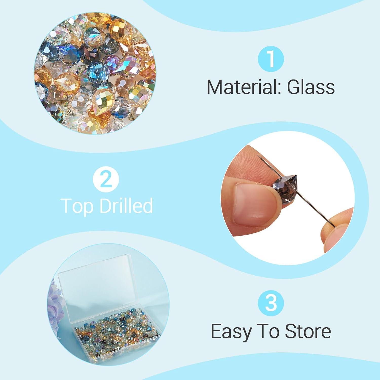 Cheriswelry 110Pcs Crystal Faceted Teardrop Charms Electroplated Glass Dangle Pendants Crystal Earring Charms 11x8mm 11 Colors for Bracelet Necklace Keychain Jewelry Making Supplies - Image 6