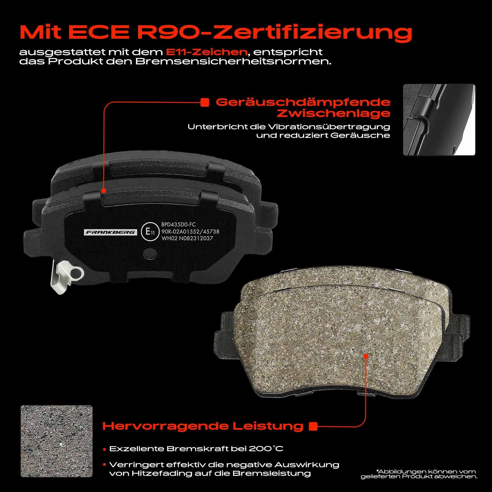 Frankberg 2x Bremsscheiben + 4x Bremsbeläge Vorne 410608481R, 8671016692 | Kompatibel mit Duster HS, M.e.g.a.n.e IV Hatchback B9A/M/N, Duster Kasten, M.e.g.a.n.e IV Stufenheck LVA/M/N, Duster HM