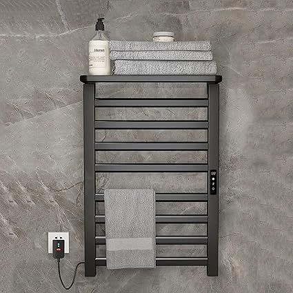 Toalleros Electricos Bajo Consumo 180W Radiador Toallero Electrico Baño Pared con 8 Barras Radiador Calefaccion con Estante Superior Toallas Secador ...