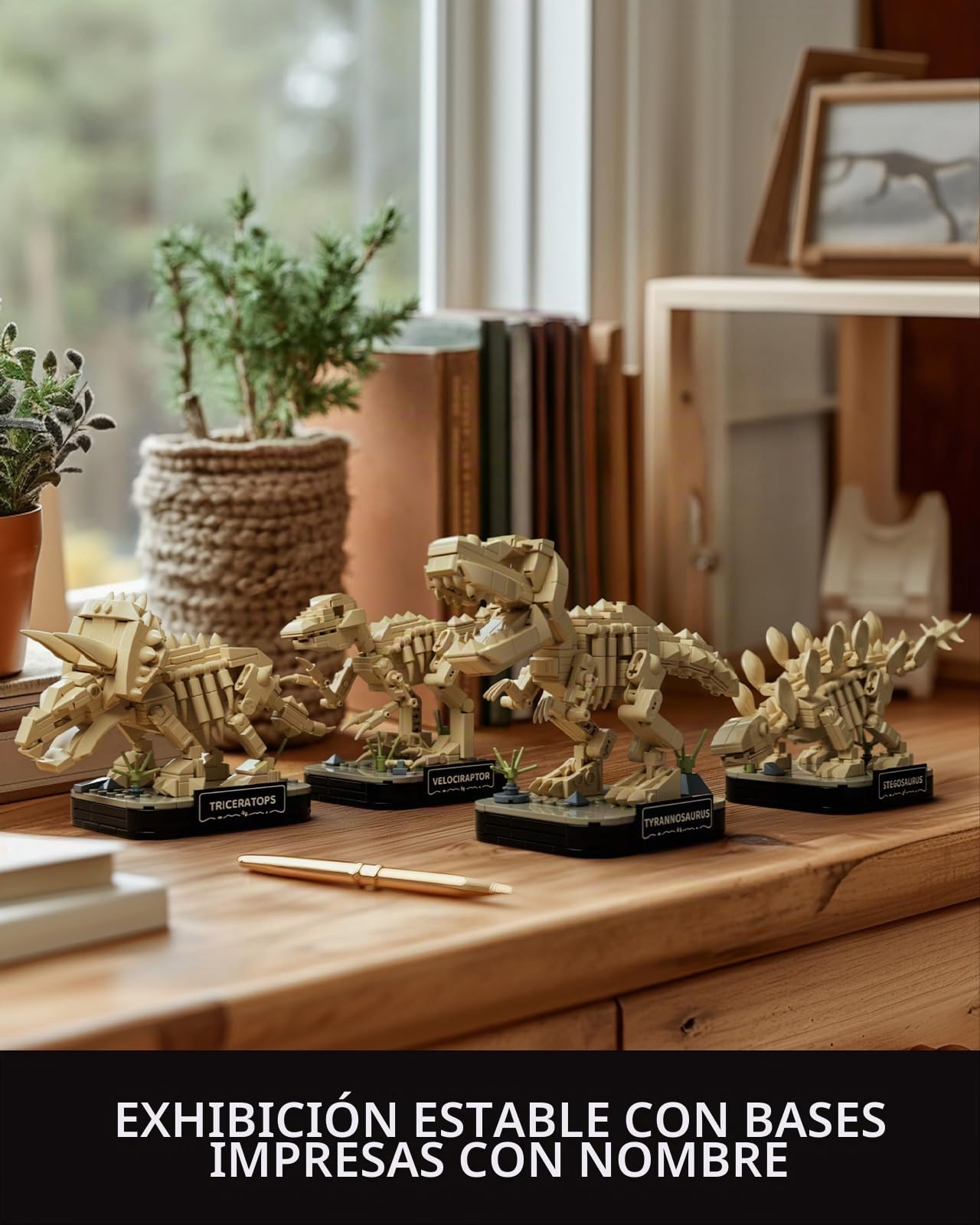 Nifeliz Colección Small de Esqueletos de Dinosaurio, 4 Maquetas de Fósiles para Adultos, Decoración de Escritorio, Regalo para Fans (1,101 Piezas, NF10360)