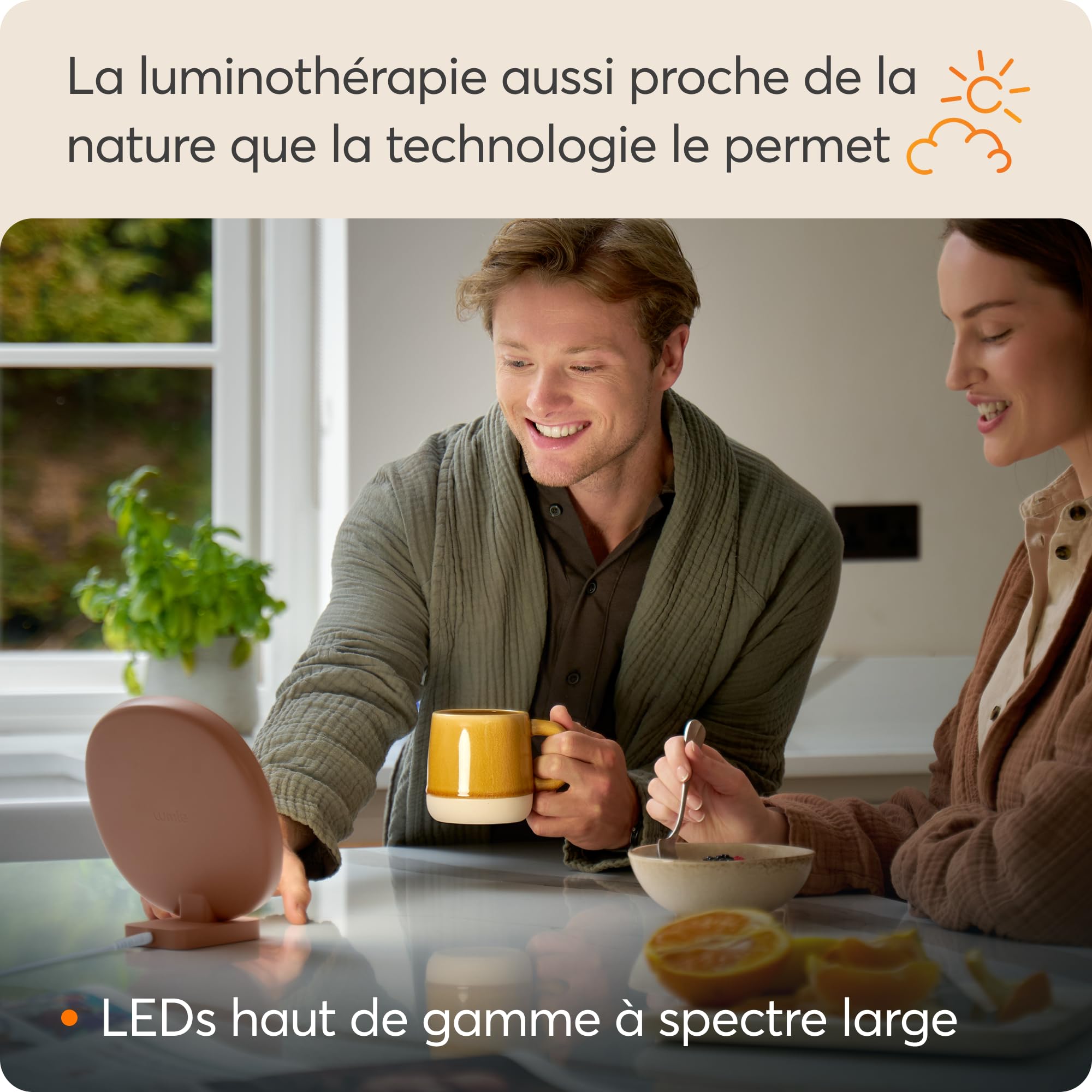 Lumie Dash Lampa Antydepresyjna 10,000 Lux LED, Poprawiająca Nastrój i Energię, Zmniejszająca Zmęczenie Wzroku, z Regulowanym Natężeniem Światła, CRI 95+
