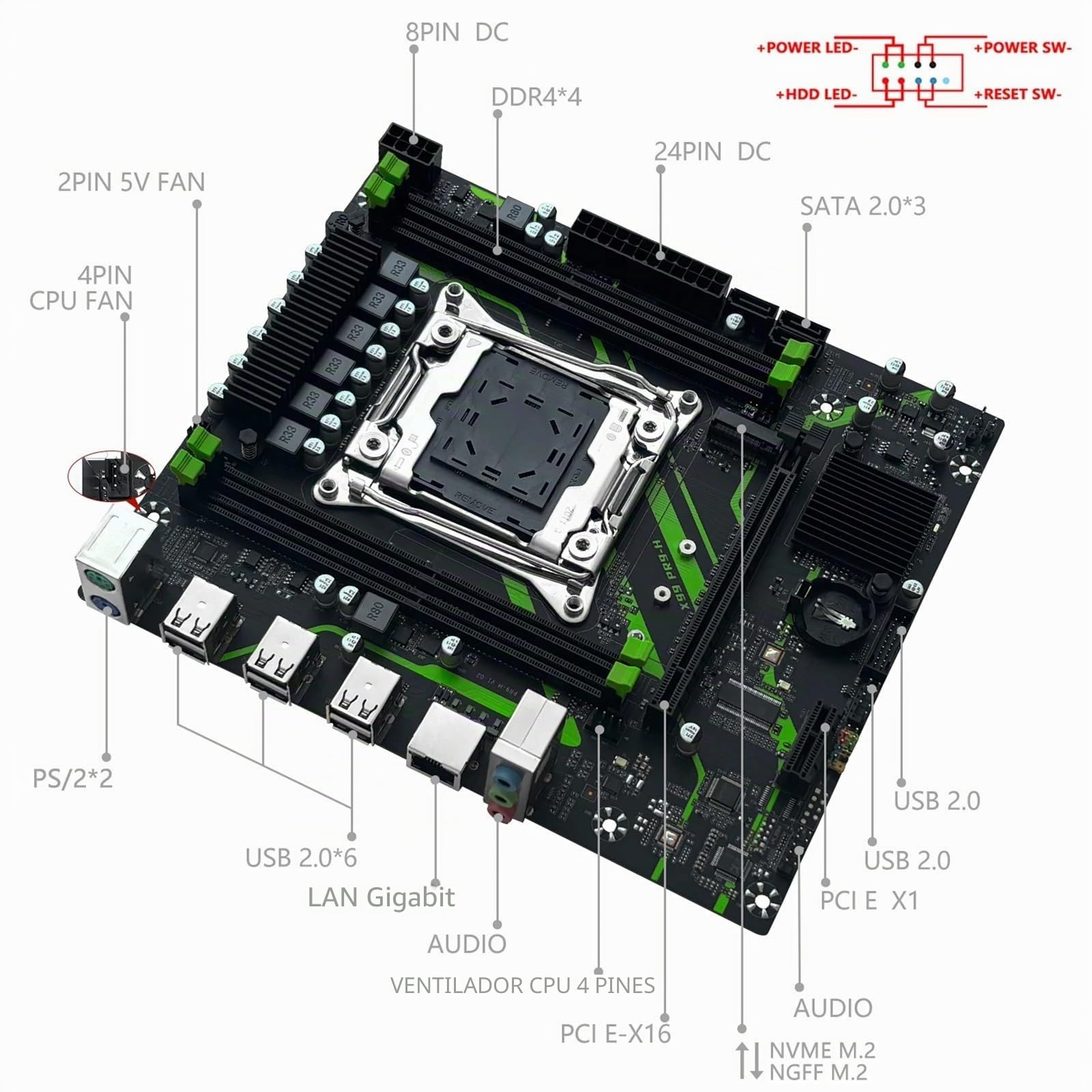 Compatible con MAQUINISTA X99 PR9-H Combo, E5 2650 | El kit incluye placa LGA2011-3, Xeon E5 2650 V4, 16 GB DDR4, NVMe M.2 y SATA.(Motherboards)