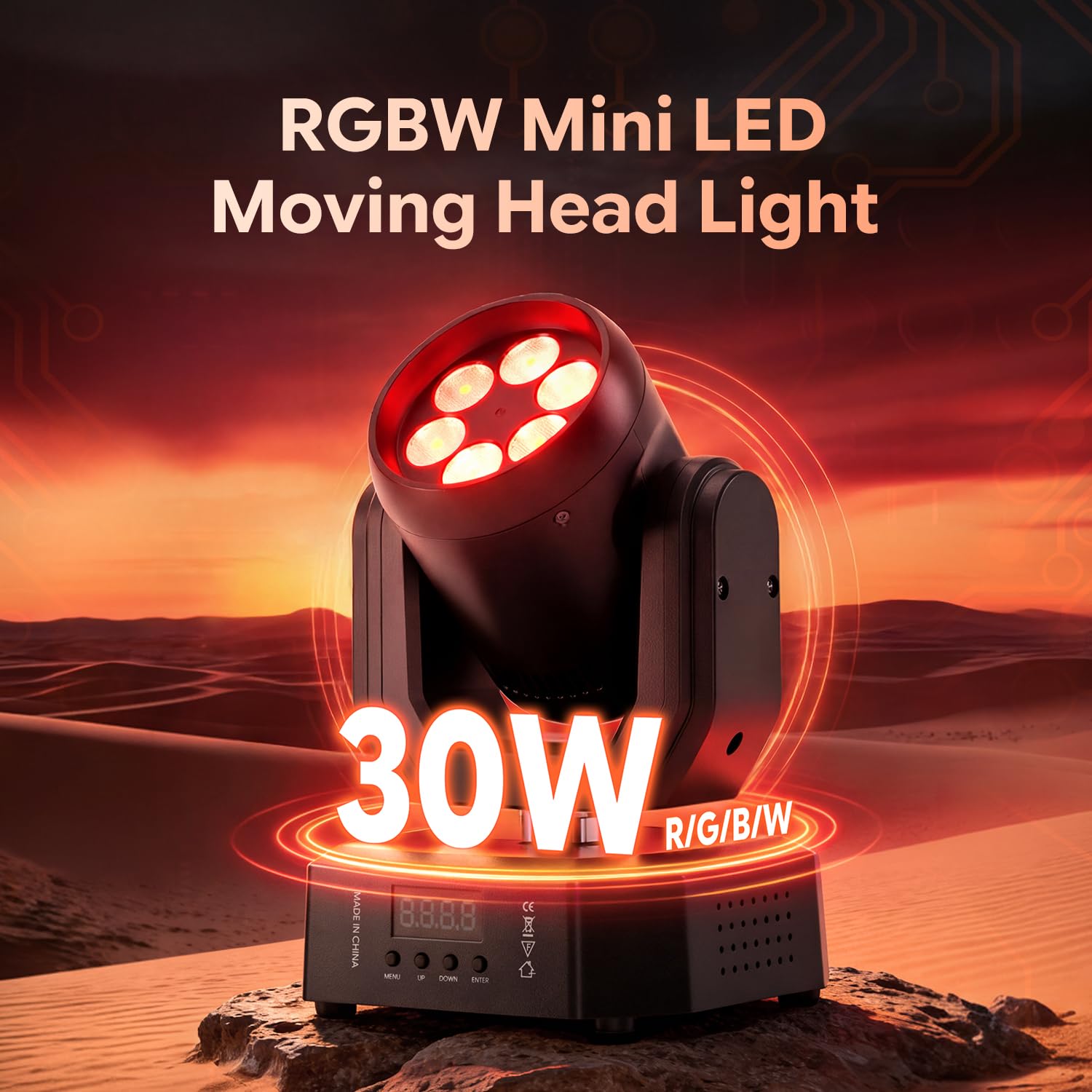 Mini 30W Beam Lyre LED Tête Mobile Lumière de Fête, 6 LED RGBW Jeux de Lumiere avec Télécommande Angle de Faisceau de 25° Stroboscope Commande Vocale pour Mariages Bar Discothèques Noël