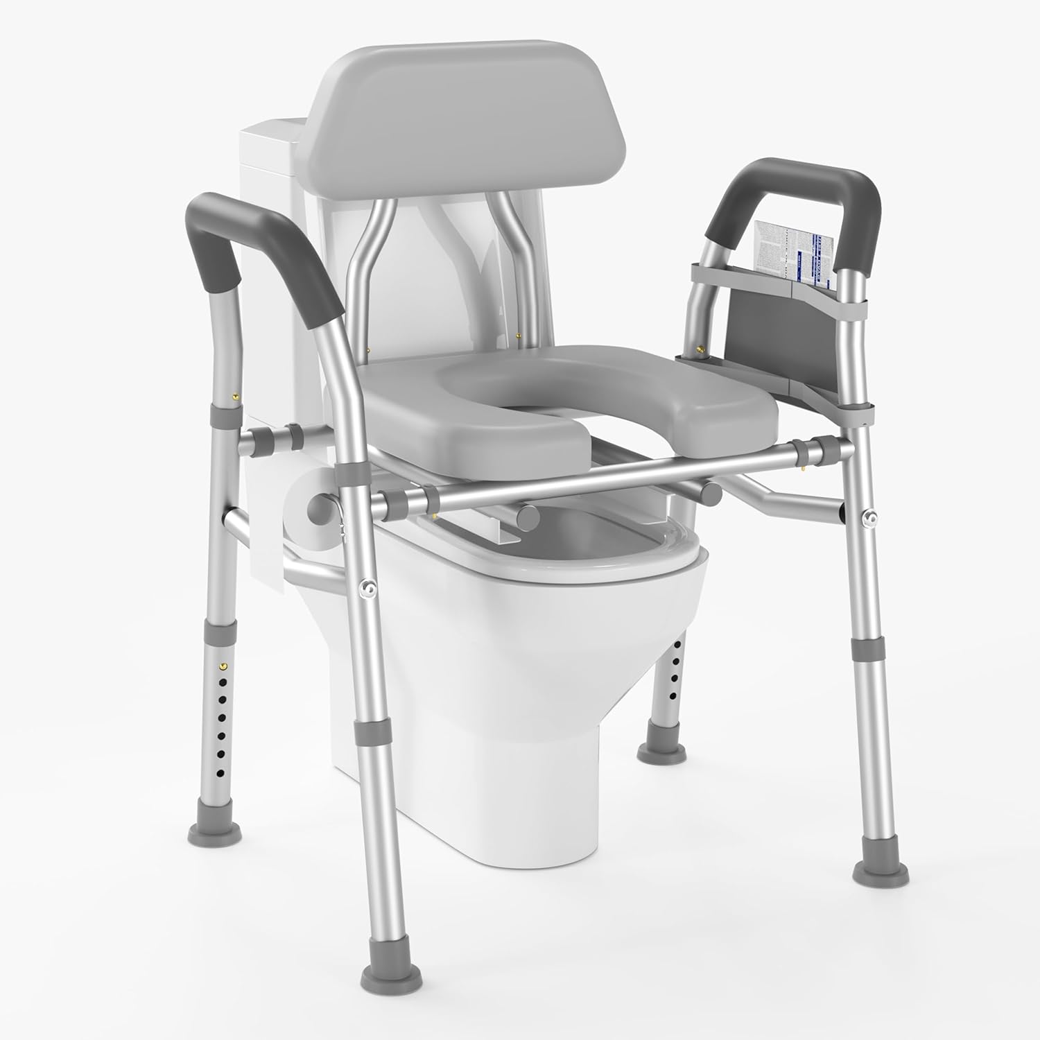 Delog Raised Toilet Seat with Handles 400lb Adjustable 3 in 1 Commode Chair for