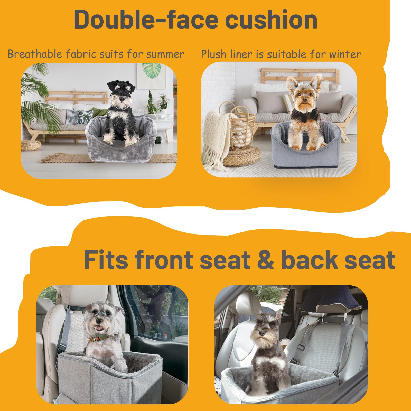 Dog Car Seat for Small Dogs, Elevated Dog Booster Seat Pet Travel Carrier Bed for Car with Adjustable Straps Pet Car Booster Seat for Small Dogs Cats - image 3