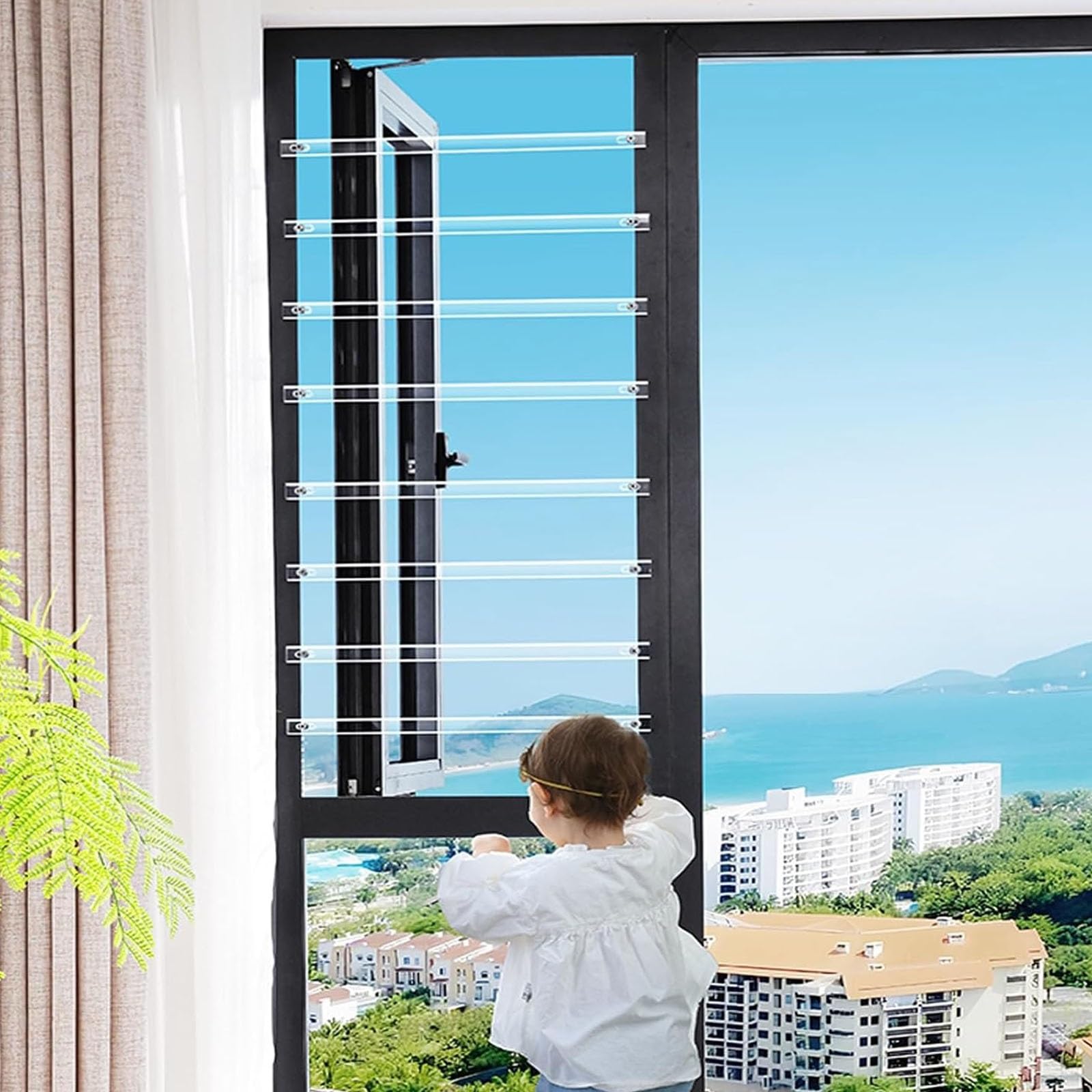 Barandilla De Red De Seguridad For Ventanas | Installazione Orizzontale/verticale, Spaziatura Regolabile, Capacità Di Carico Di 80 Kg, For Camera Da Letto(8 Pack,45cm)