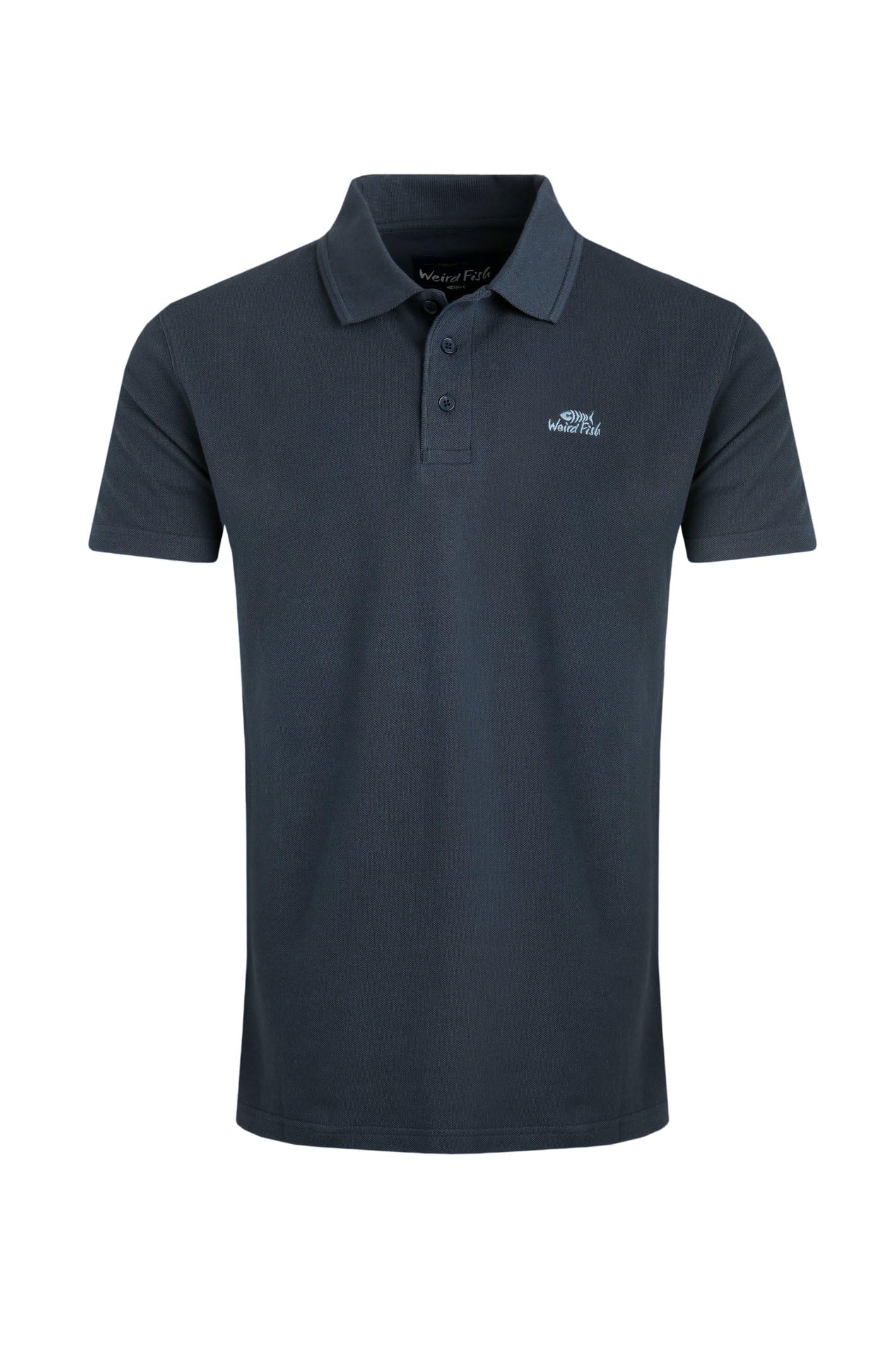 Weird Fish Men's Navy Giles Pique Polo Shirt Medium