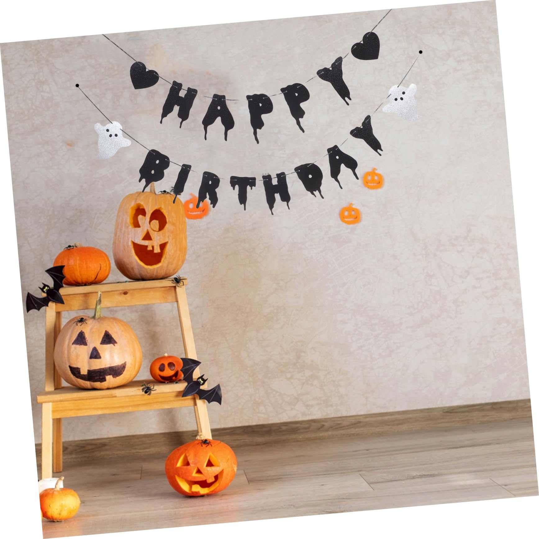 SOLUSTRE 4 Juegos Bandera de Cumpleaños de Halloween Banner de y Decoración Espeluznante para Fiestas de Halloween y Cumpleaños Banderín Negro para Pared y Mesa
