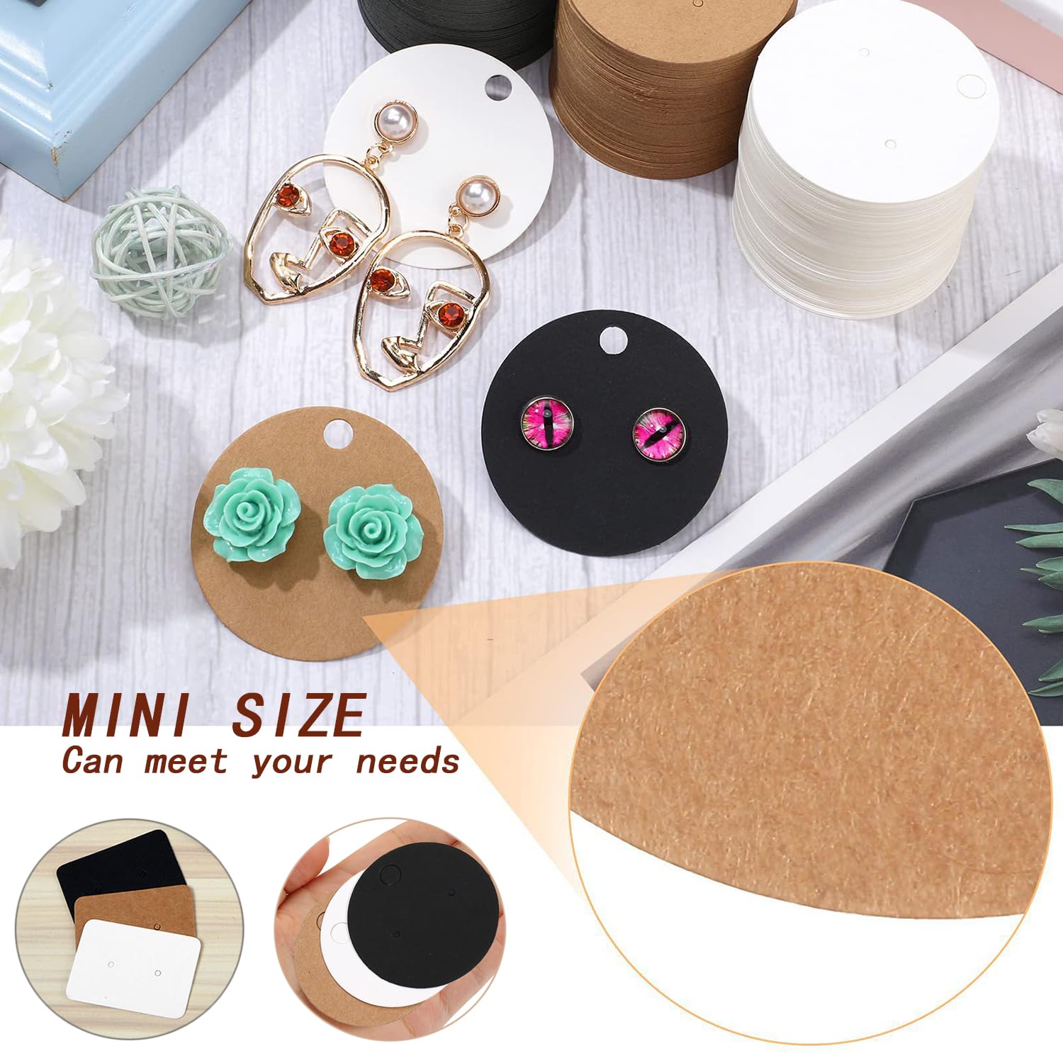 Nbeads 400 Pcs Cartes D'Affichage De Bijoux, 300 Pcs 3 Styles Papier Kraft Porte-Boucles D'oreille Cartes Affichage En Vrac Et 100 Pcs Collier Cartes D 'Affichage Pour Affichage De Bijoux à Bricoler