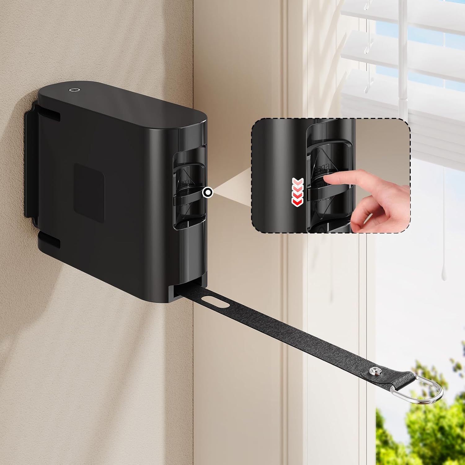 13.9 ft TPU Retractable Clothesline for Indoor & Outdoor – Heavy‑Duty Windproof Wall‑Mounted Drying Line with Separate Hanging Holes for Faster Drying, Ideal for Home, Balcony & Garden