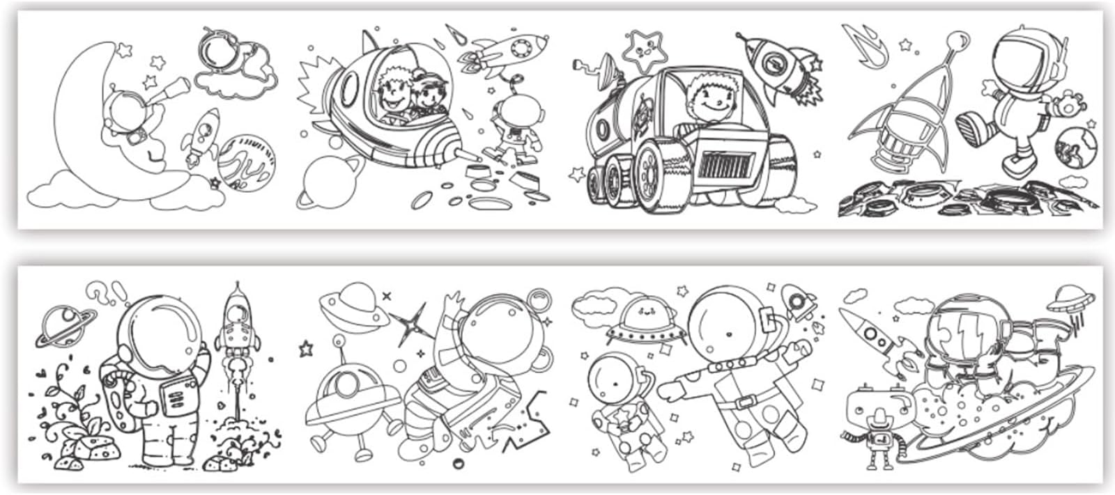 Space Coloring Roll for Kids -Sticky No Mess Coloring Poste for Toddlers, 300 x 30cm Large Universe Space Coloring Tablecloth, Drawing Painting Paper for Kids Ideal Gift for Class Home Birthday Party