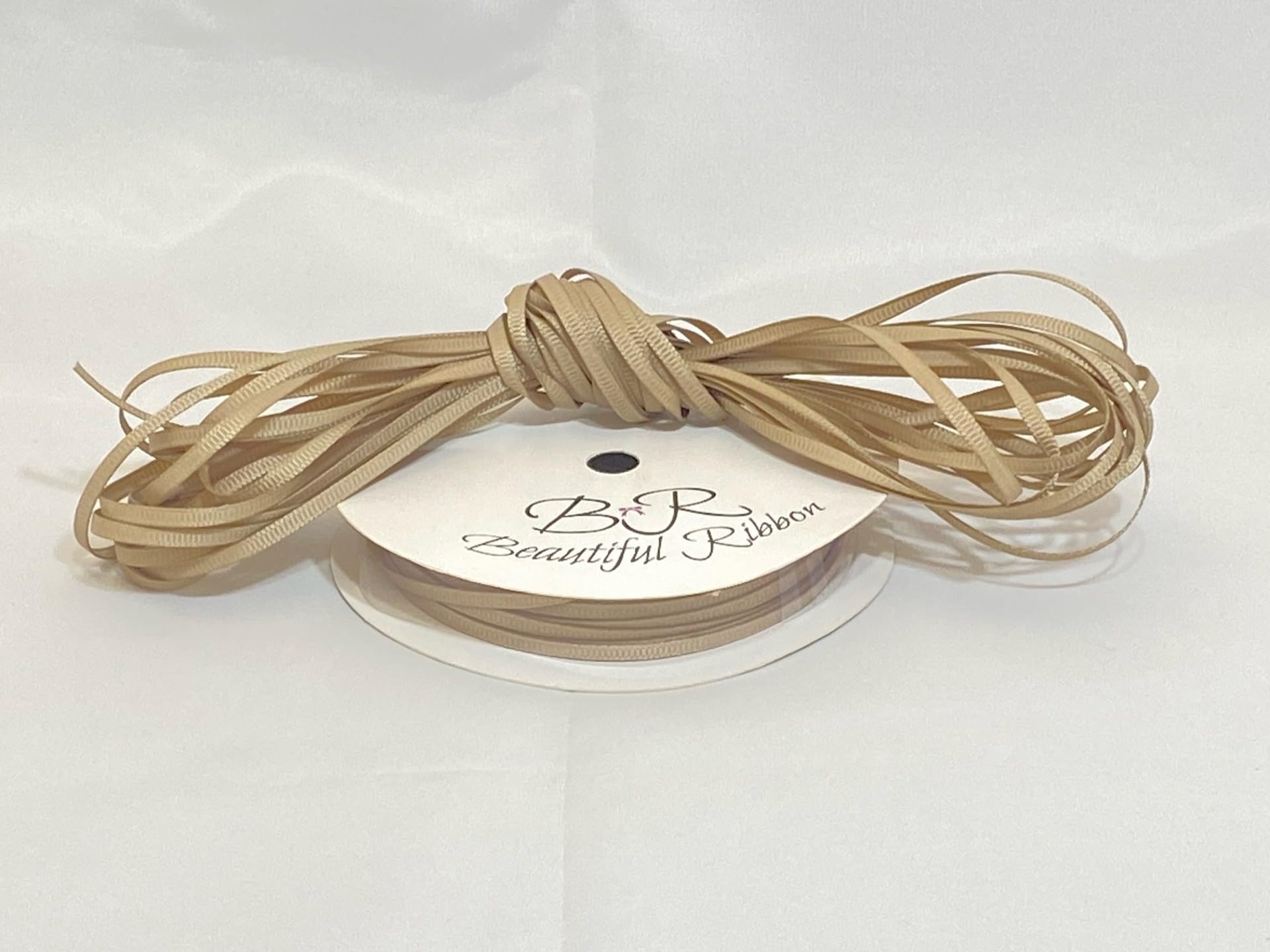 1 Bundle of 3mm x 10 metres Grosgrain Ribbed Ribbon Light Gold Double Sided 3 mm 1/8"
