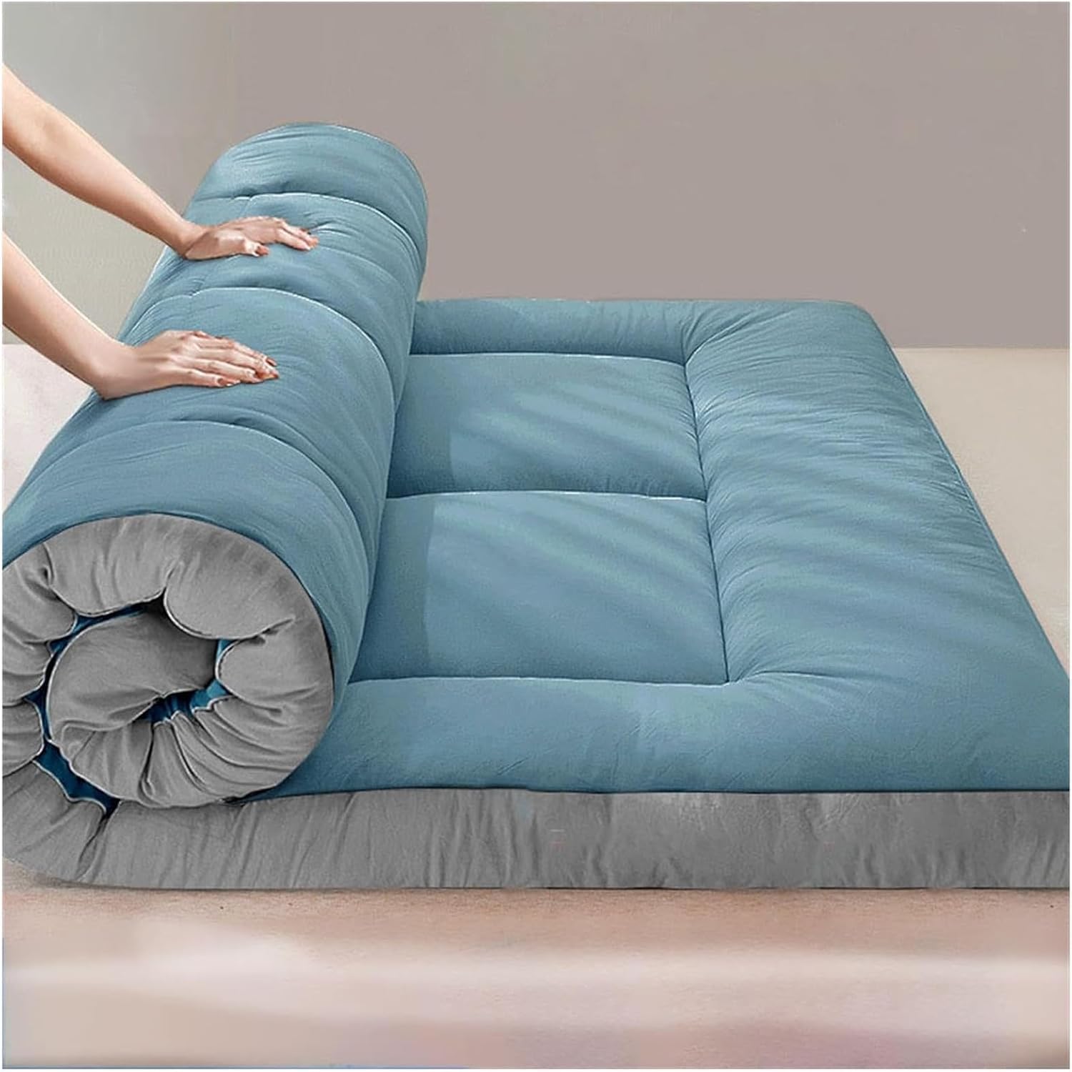 Colchoneta Plegable para Acampar, colchón futón Enrollable, colchón de Suelo japonés de tamaño Completo, colchoneta para Dormir para Invitados reclinable, sofá Cama, Yoga, Juegos