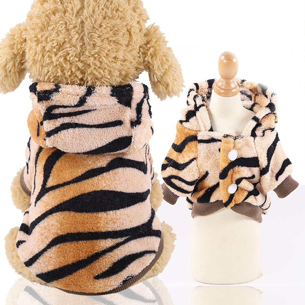 XIAOYU Pet Clothes Puppy Dog Cat Hoodie Warm Sweater Costume Hallowween Cosplay Party Apparel, Tiger, M, Medium