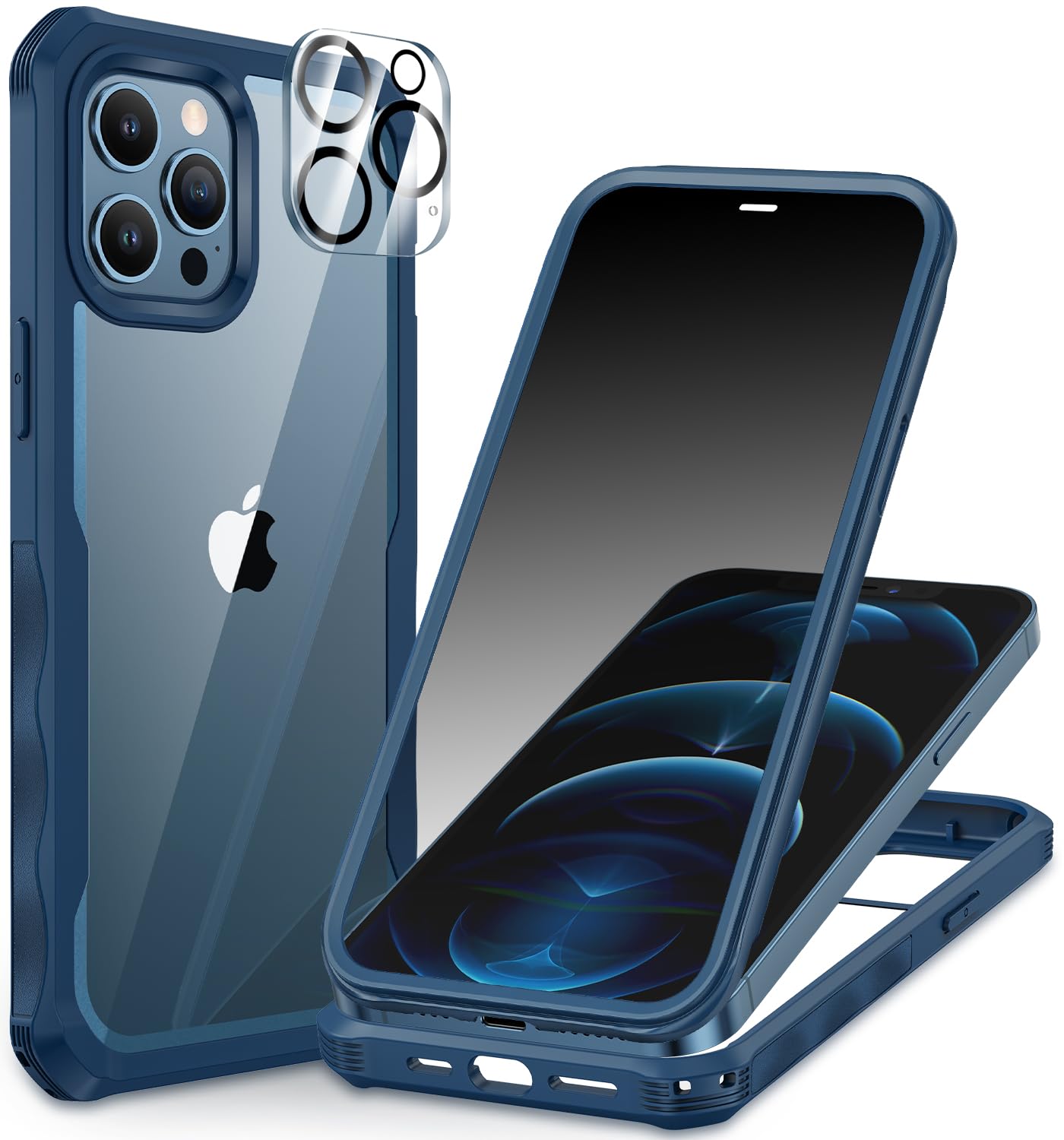 CENHUFO Compatible with iPhone 12 Pro Max Case Built-in Privacy Screen Protector with Camera Lens Protector