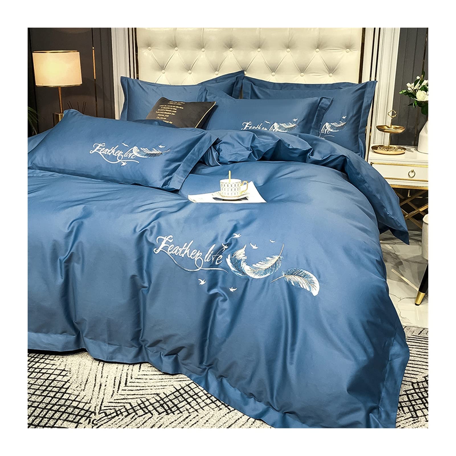 Housse de couette 200x230cm en coton bleu pour une chambre parentale cocooning
