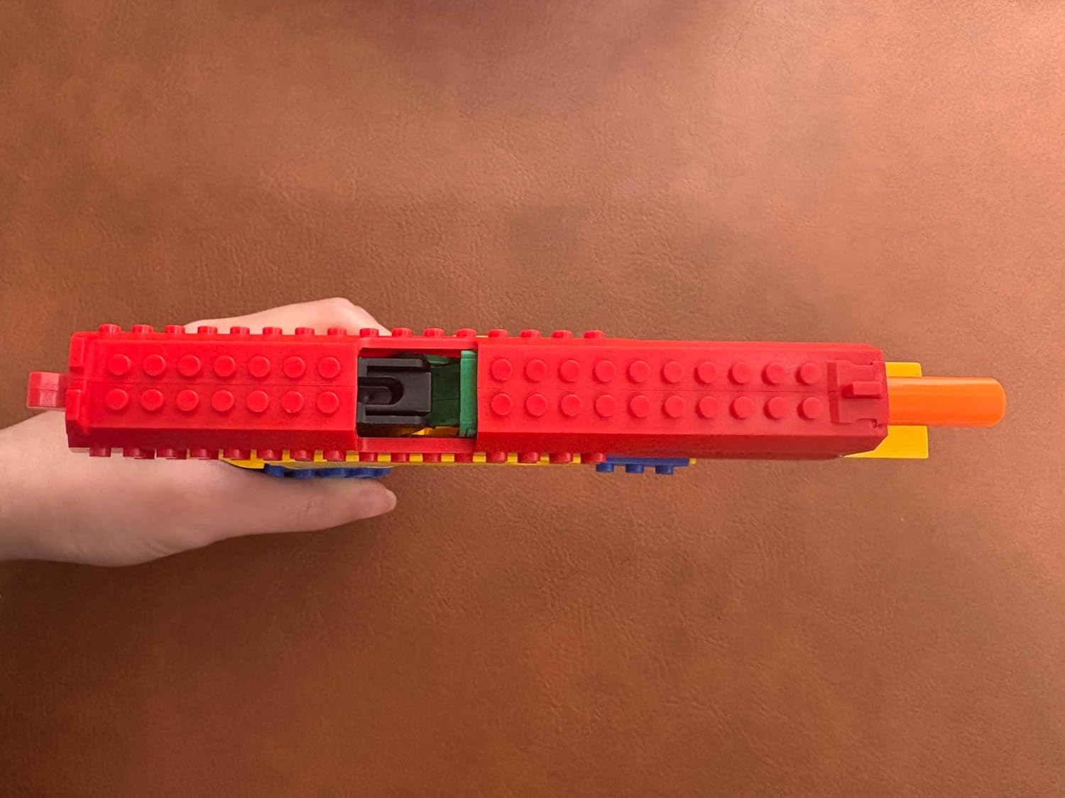 Building Brick Shell Ejecting Toy Gun, Block Mini Blaster Gun, Soft Bullet Toy Pistols for Kids, Boys and Girls (Red)