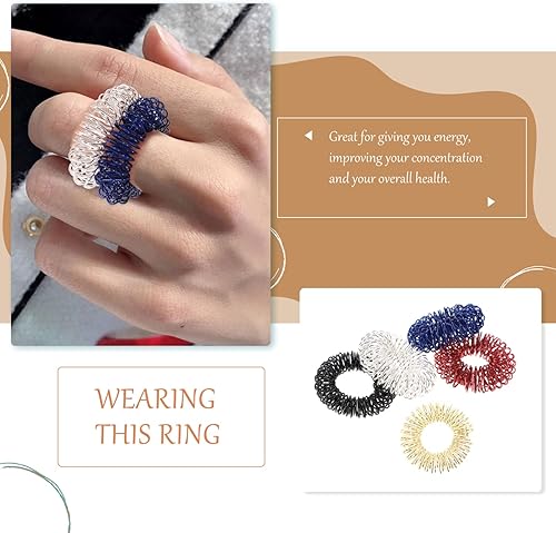 Miniatura 6 de 5pcs Spiky Sensory Finger Massager Roller Silent Toy para masaje de dedos (oro, plata, negro, azul, rojo)