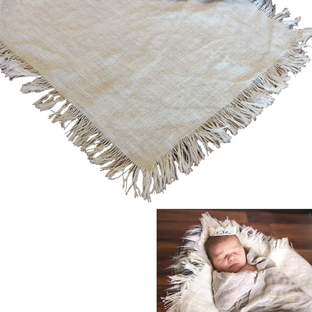 Fringed Burlap Layer, 19"x24" Photography Prop, Wedding Decor (Off-White)-image-11