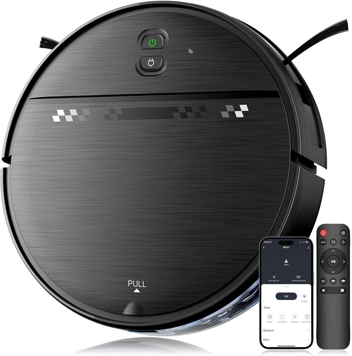 MANVN Robot Vacuum and Mop Combo for Pet Hair, Robotic Vacuum for Hard Floors and Carpets, 2.87'' Ultra-Slim, with 3D Obstacle Avoidance, Wi-Fi/App/Voice Controlled, Self-Charging