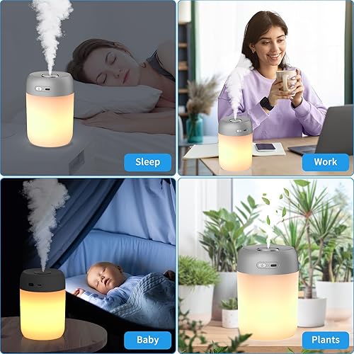 Miniatura 6 de Night Lights Humidifiers For Bedroom, USB Rechargeable, LED Lights For Bedroom,4 Mode Portable Humidifier Fit For Various Scenarios,28dB, Auto